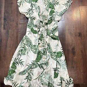 Tropical Leaf Print Swim Suit Cover Up